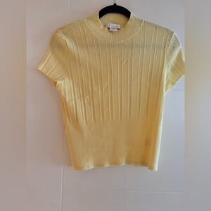 House of Harlow 1960 Yellow Ribbed Short Sleeve Top